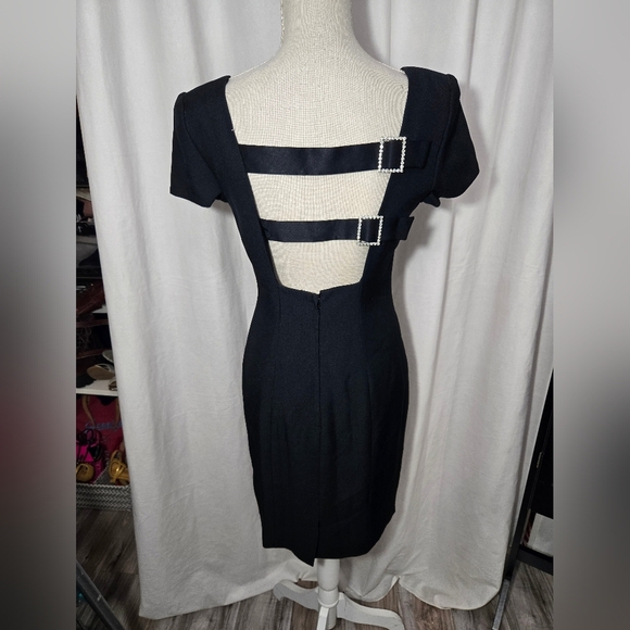 90's Vintage Gillian Women little Black Cocktail Dress 8 Backless Nordstrom Sz 4 - Picture 5 of 9